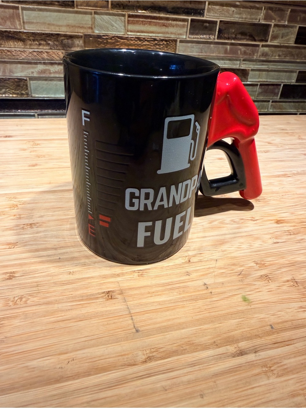 Grandpa Fuel Black Coffee Mug with Red Gas Pump Handle